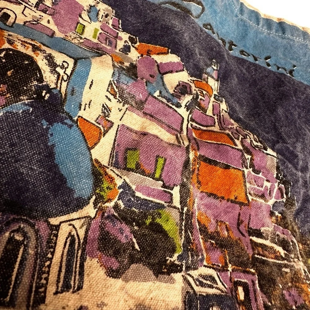 Greece Santorini Travel Poster Canvas Tote Bag All Purpose